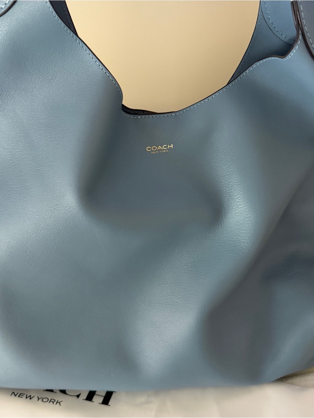 Coach Light Blue Leather Shoulder Bag with Gold Logo Brooklyn28 - Picture 3 of 4